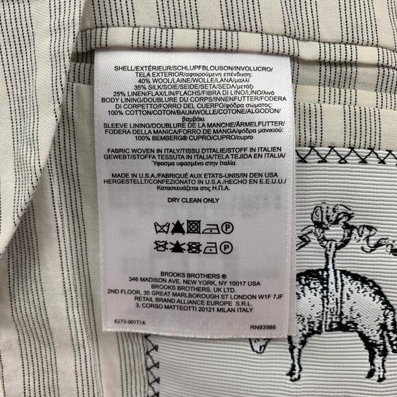 BLACK FLEECE Size 38 Black White Glenplaid Wool Blend Notch Lapel Suit - Picture 7 of 10